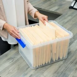 Bankers Box Heavy-Duty Plastic File Box, Letter/Legal Size, Blue/Clear (0086201) -STAPLES Sales s1111460 sc7