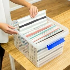 Bankers Box Heavy-Duty Plastic File Box, Letter/Legal Size, Blue/Clear (0086201) -STAPLES Sales s1111461 sc7