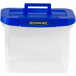 Bankers Box Heavy-Duty Plastic Portable File Storage Box, Letter Size, Blue/Clear (0086301) -STAPLES Sales s1111469 sc7