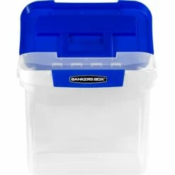 Bankers Box Heavy-Duty Plastic Portable File Storage Box, Letter Size, Blue/Clear (0086301) -STAPLES Sales s1111470 sc7