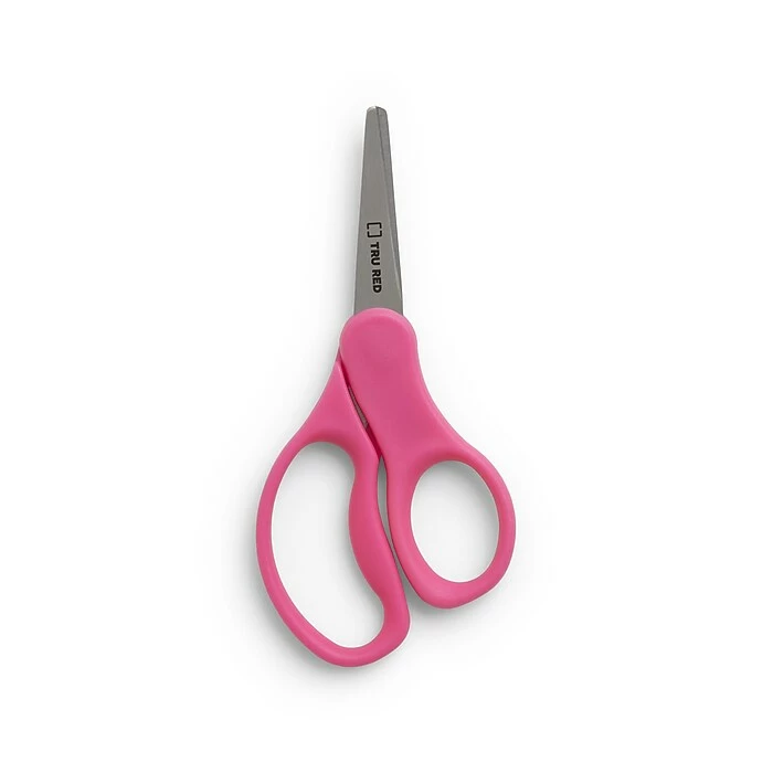 TRU RED™ Junior 5" Kids Pointed Tip Stainless Steel Scissors, Straight Handle, Right & Left Handed, 2/Pack (TR55053) 6 TRU RED™ Junior 5" Kids Pointed Tip Stainless Steel Scissors, Straight Handle, Right & Left Handed, 2/Pack (TR55053) - Image 4