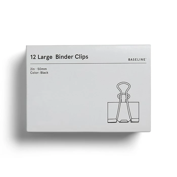 Baseline Large Binder Clips, 1" Capacity, Black, 12/Box (BL58122) 3 Baseline Large Binder Clips, 1" Capacity, Black, 12/Box (BL58122)