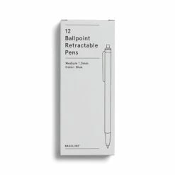 Baseline Retractable Ballpoint Pens, Medium Point, Blue Ink, 12/PK (BL58254)