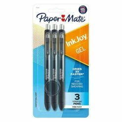 Paper Mate InkJoy Retractable Gel Pen, Fine Point, Black Ink, 3/Pack (1951638)