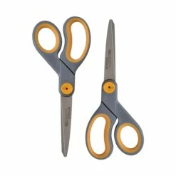 Westcott Titanium Bonded 8" Titanium Multi-Purpose/Heavy Duty Scissor, Sharp Tip, Gray/Yellow, 2/Pack (13901)