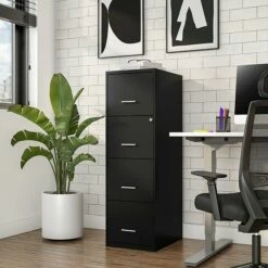 Staples 4-Drawer Light Duty Vertical File Cabinet, Locking, Letter, Black, 18"D (52152) -STAPLES Sales s1212851 sc7
