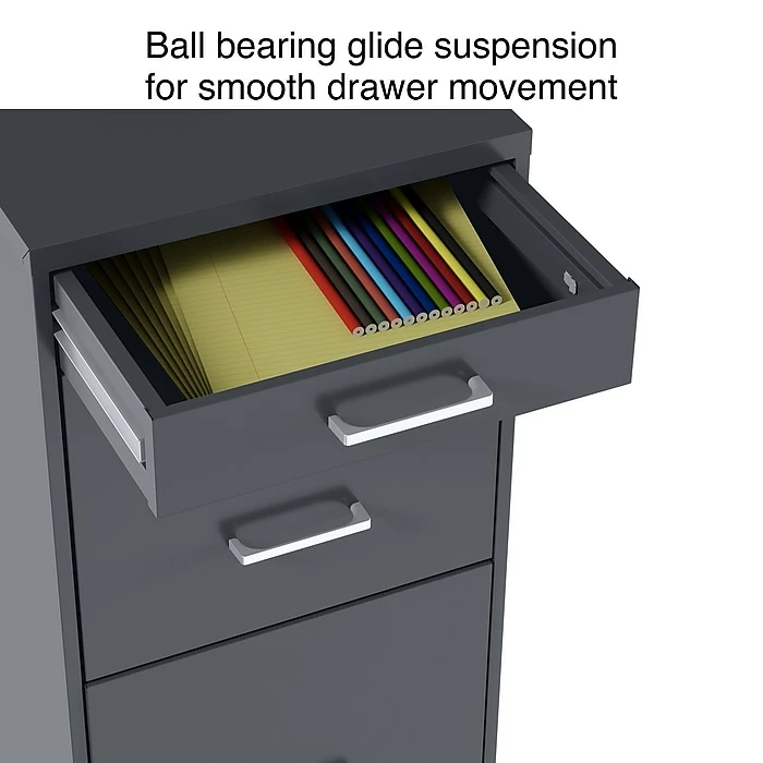 Staples 3-Drawer Light Duty Vertical File Cabinet, Locking, Letter, Charcoal, 18"D (52154) 6 Staples 3-Drawer Light Duty Vertical File Cabinet, Locking, Letter, Charcoal, 18"D (52154) - Image 4