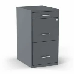 Staples 3-Drawer Light Duty Vertical File Cabinet, Locking, Letter, Charcoal, 18"D (52154)
