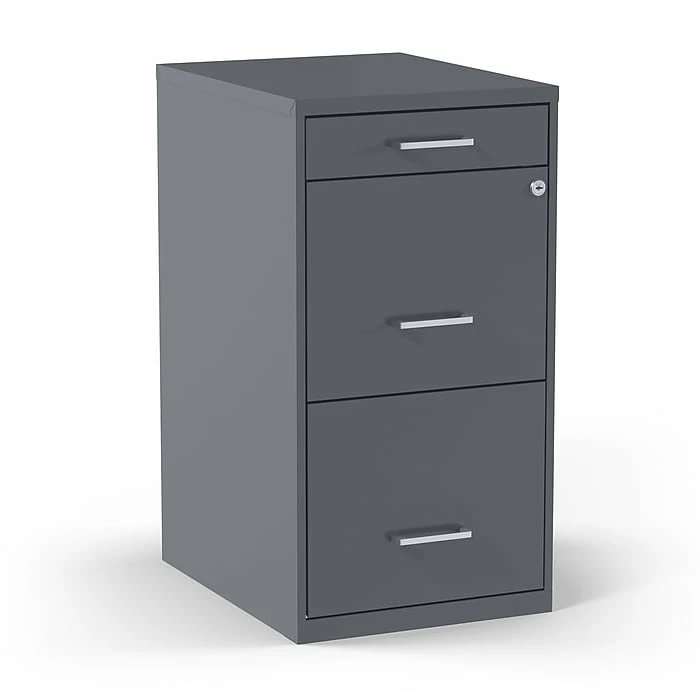 Staples 3-Drawer Light Duty Vertical File Cabinet, Locking, Letter, Charcoal, 18"D (52154) 3 Staples 3-Drawer Light Duty Vertical File Cabinet, Locking, Letter, Charcoal, 18"D (52154)