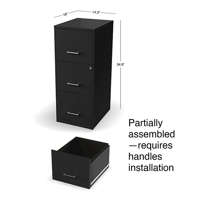 Staples 3-Drawer Light Duty Vertical File Cabinet, Locking, Letter, Black, 18"D (52151) 9 Staples 3-Drawer Light Duty Vertical File Cabinet, Locking, Letter, Black, 18"D (52151) - Image 7