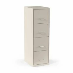 Staples 4-Drawer Light Duty Vertical File Cabinet, Locking, Letter, Putty, 18"D (52147)
