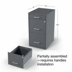 Staples 3-Drawer Vertical File Cabinet, Locking, Letter, Charcoal, 18"D (18606) -STAPLES Sales s1212954 sc7 1