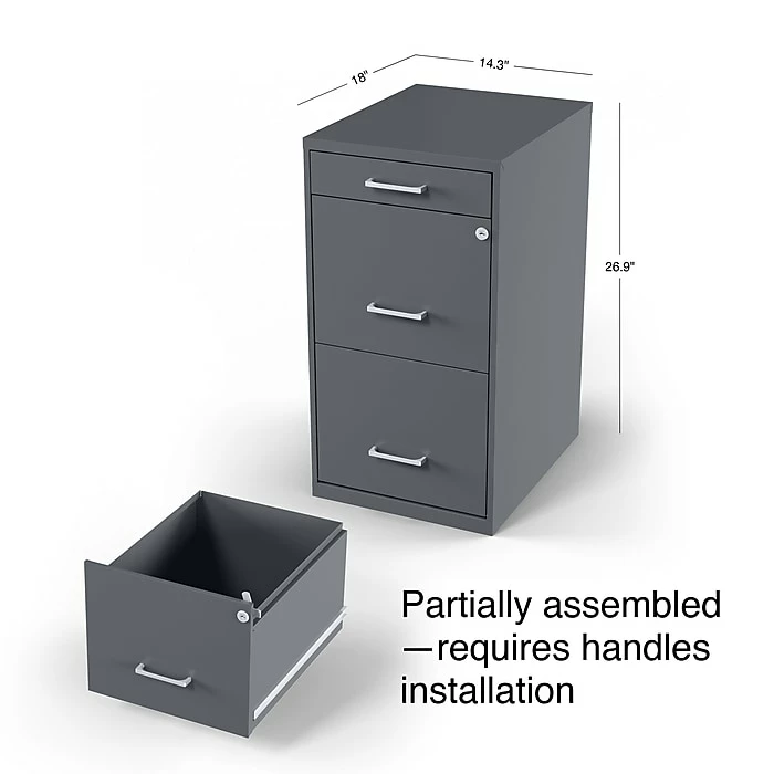 Staples 3-Drawer Light Duty Vertical File Cabinet, Locking, Letter, Charcoal, 18"D (52154) 9 Staples 3-Drawer Light Duty Vertical File Cabinet, Locking, Letter, Charcoal, 18"D (52154) - Image 7