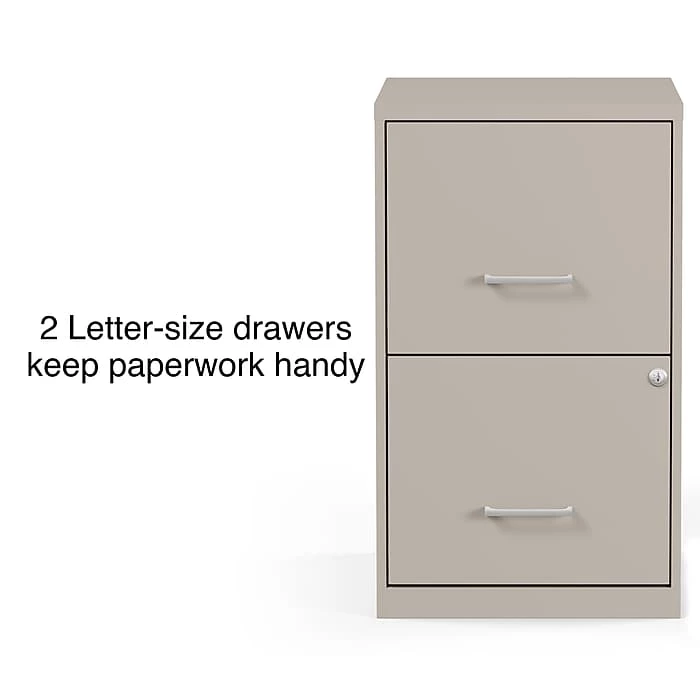 Staples 2-Drawer Light Duty Vertical File Cabinet, Locking, Letter, Putty, 18"D (52150) 4 Staples 2-Drawer Light Duty Vertical File Cabinet, Locking, Letter, Putty, 18"D (52150) - Image 2