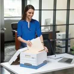 Bankers Box R-Kive® Heavy-Duty FastFold File Storage Boxes, Lift-Off Lid, Letter/Legal Size, White/Blue, 12/Carton (07243) 14 Bankers Box R-Kive® Heavy-Duty FastFold File Storage Boxes, Lift-Off Lid, Letter/Legal Size, White/Blue, 12/Carton (07243) -STAPLES Sales s1213061 sc7