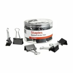 Staples 1.25" Binder Clips, Medium, Black, 24/Pack (10668-CC)