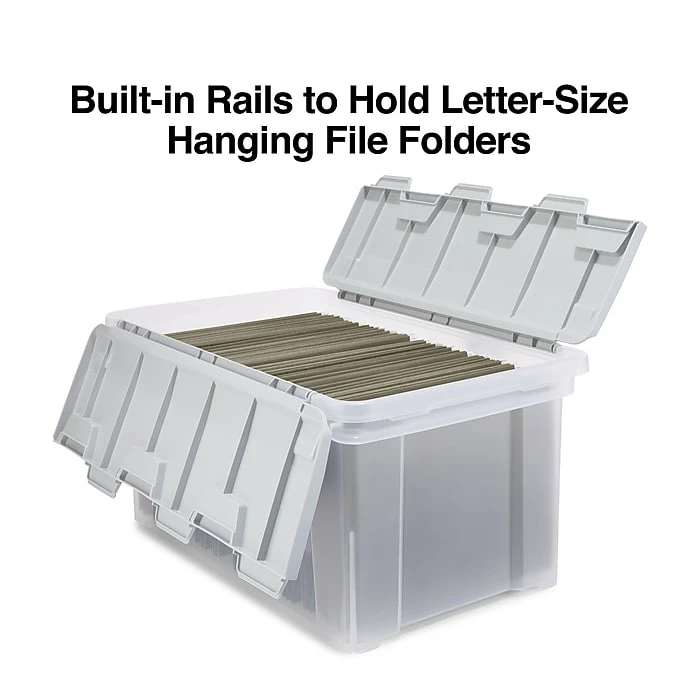 Staples Hanging File Box, Wing Lid, Letter Size, Clear (TR58300) 4 Staples Hanging File Box, Wing Lid, Letter Size, Clear (TR58300) - Image 2