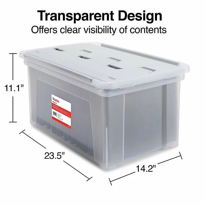 Staples Hanging File Box, Wing Lid, Letter Size, Clear (TR58300) 6 Staples Hanging File Box, Wing Lid, Letter Size, Clear (TR58300) - Image 4