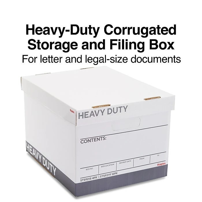Staples Heavy Duty File Box, Lift Off Lid, Letter/Legal, White/Gray, 12/Carton (TR59219) 3 Staples Heavy Duty File Box, Lift Off Lid, Letter/Legal, White/Gray, 12/Carton (TR59219)
