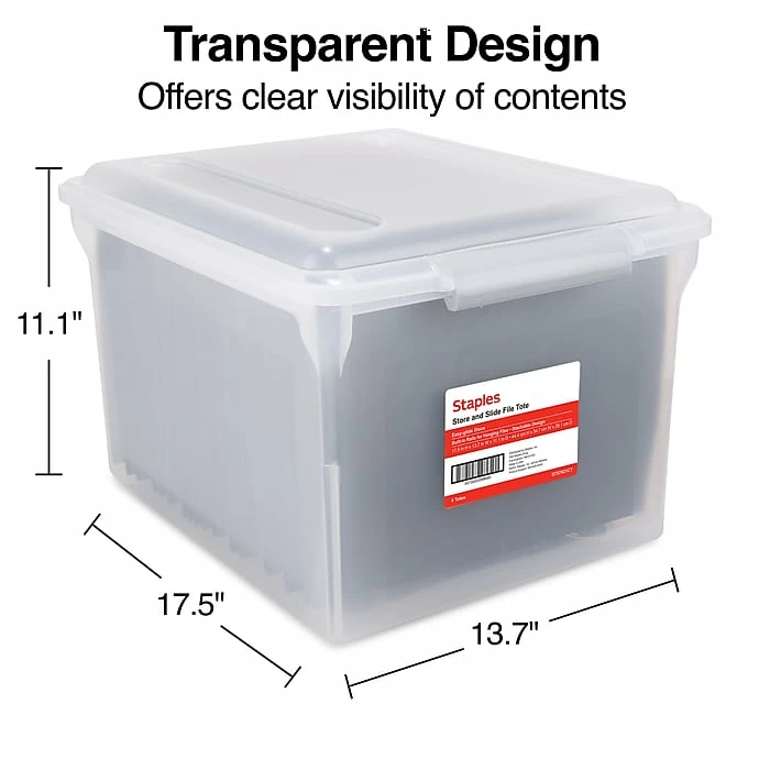 TRU RED™ Store & Slide Hanging File Box, Latch Lid, Letter/Legal Size, Clear, 4/Carton (TR57621CT) 7 TRU RED™ Store & Slide Hanging File Box, Latch Lid, Letter/Legal Size, Clear, 4/Carton (TR57621CT) - Image 5