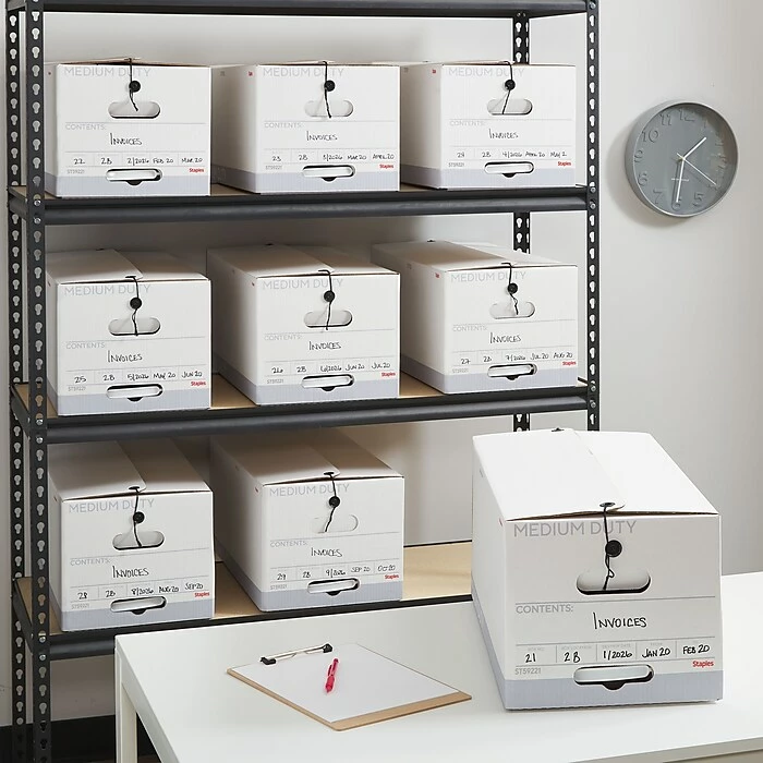 Staples Medium Duty File Box, String And Button Lid, Letter, White/Gray, 12/Case (TR59221) 9 Staples Medium Duty File Box, String And Button Lid, Letter, White/Gray, 12/Case (TR59221) - Image 7