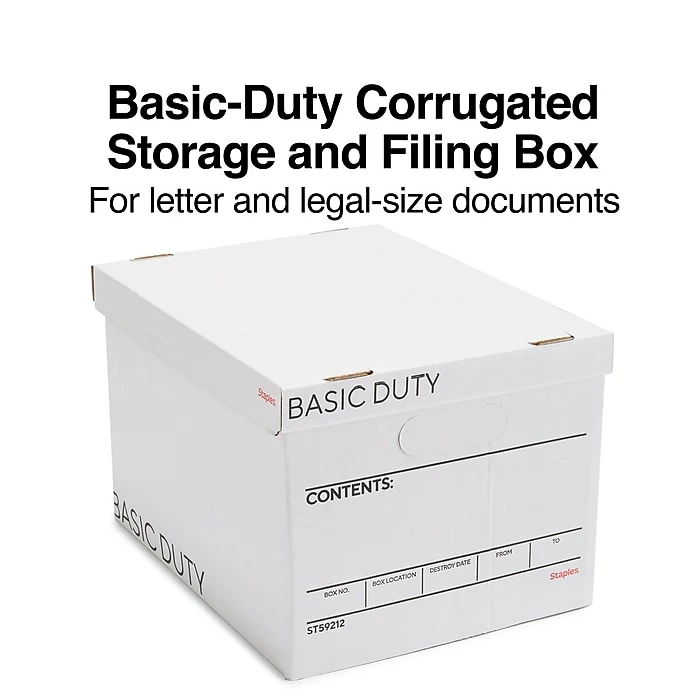 Staples File Box, Lift Off Lid, Letter/Legal, White/Black, 20/Case (TR59212) 3 Staples File Box, Lift Off Lid, Letter/Legal, White/Black, 20/Case (TR59212)