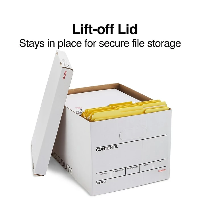 Staples File Box, Lift Off Lid, Letter/Legal, White/Black, 20/Case (TR59212) 4 Staples File Box, Lift Off Lid, Letter/Legal, White/Black, 20/Case (TR59212) - Image 2