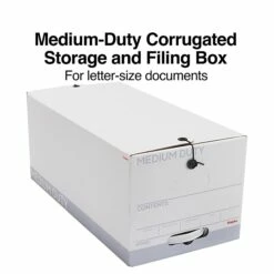 Staples Medium Duty File Box, String And Button Lid, Letter, White/Gray, 12/Case (TR59221)