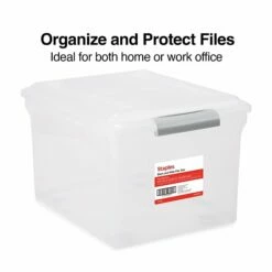 TRU RED™ Store & Slide Hanging File Box, Latch Lid, Letter/Legal Size, Clear, 4/Carton (TR57621CT)