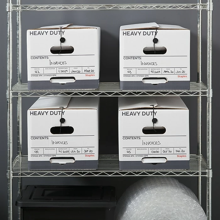 Staples Heavy Duty File Box, String And Button Lid, Letter, White/Gray, 4/Pack (TR59222) 9 Staples Heavy Duty File Box, String And Button Lid, Letter, White/Gray, 4/Pack (TR59222) - Image 7