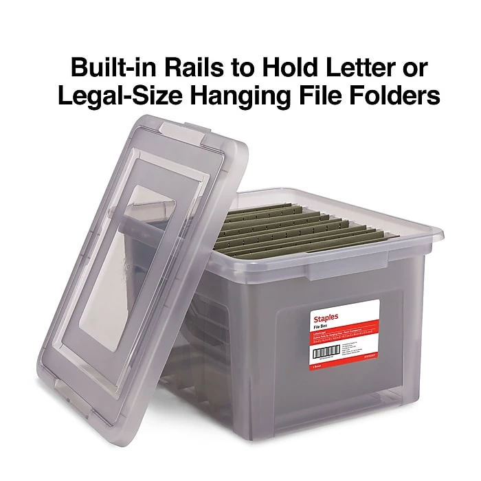 TRU RED™ Hanging File Box, Snap Lid, Letter/Legal Size, Frost Gray, 4/Carton (TR57623CT) 4 TRU RED™ Hanging File Box, Snap Lid, Letter/Legal Size, Frost Gray, 4/Carton (TR57623CT) - Image 2