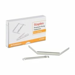 Staples Premium Prong Fasteners, 2.75"W, Silver, 50/Pack (44405)