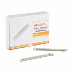 Staples Prong Fastener Compressors, 2.75"W, Silver, 100/Pack (44411)