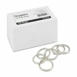 Staples Book Rings, 1", Silver, 100/Pack (44418)