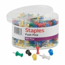 Staples Push Pins, Assorted, 500/Pack (20938)