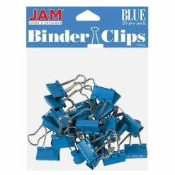 JAM Paper® Colorful Binder Clips, Small, 3/4 Inch (19mm), Blue Binderclips, 25/Pack (334BCBU)
