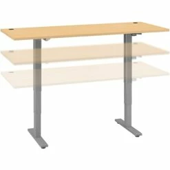 Bush Business Furniture Move 40 Series 28''-48'' Adjustable Standing Desk, Natural Maple/Cool Gray Metallic (M4S7230ACSK)
