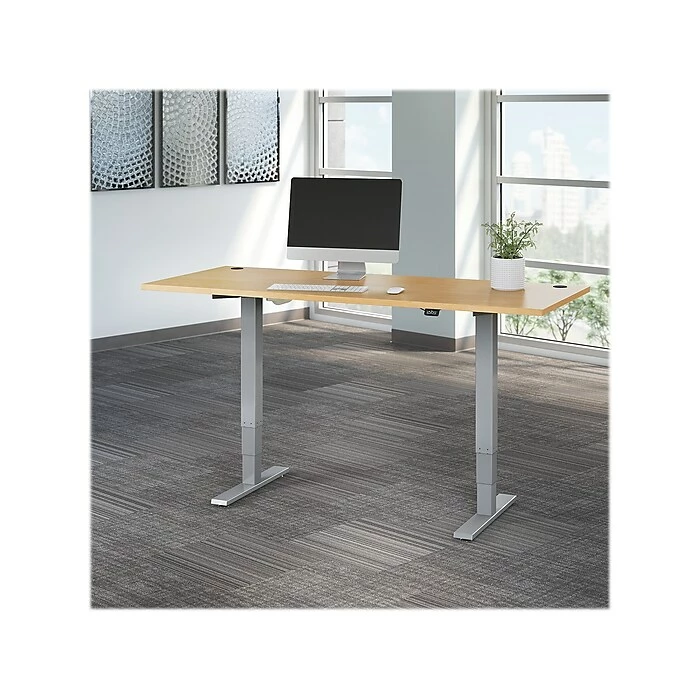 Bush Business Furniture Move 40 Series 28''-48'' Adjustable Standing Desk, Natural Maple/Cool Gray Metallic (M4S7230ACSK) 4 Bush Business Furniture Move 40 Series 28''-48'' Adjustable Standing Desk, Natural Maple/Cool Gray Metallic (M4S7230ACSK) - Image 2