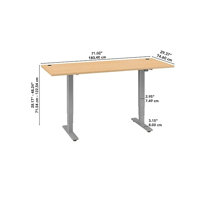 Bush Business Furniture Move 40 Series 28''-48'' Adjustable Standing Desk, Natural Maple/Cool Gray Metallic (M4S7230ACSK) 7 Bush Business Furniture Move 40 Series 28''-48'' Adjustable Standing Desk, Natural Maple/Cool Gray Metallic (M4S7230ACSK) - Image 5