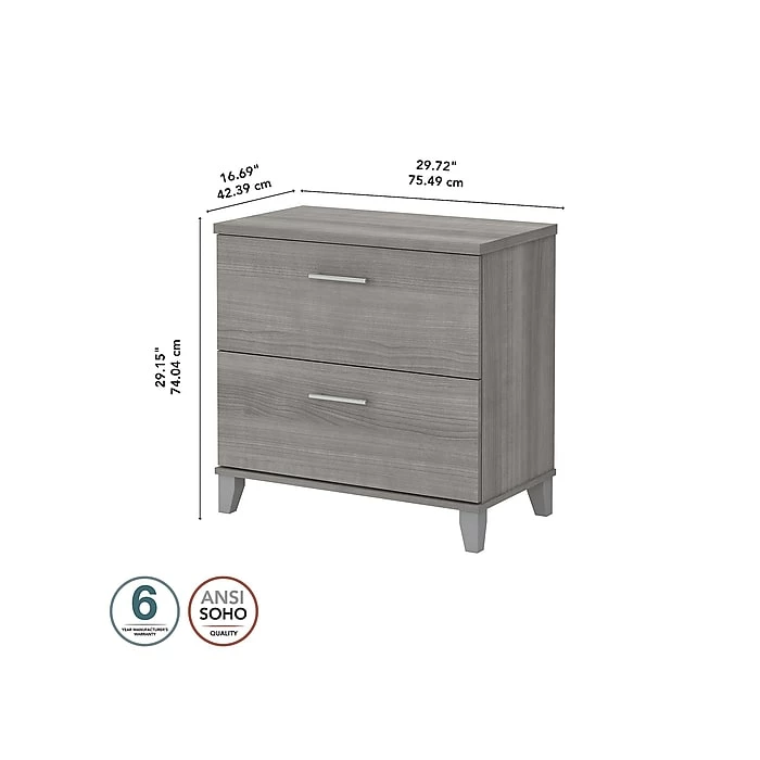 Bush Furniture Somerset 2-Drawer Lateral File Cabinet, Letter/Legal, Platinum Gray, 30" (WC81280) 7 Bush Furniture Somerset 2-Drawer Lateral File Cabinet, Letter/Legal, Platinum Gray, 30" (WC81280) - Image 5