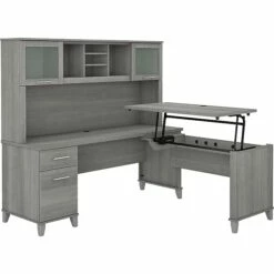 Front Page 13 Bush Furniture Somerset 35"-41" Adjustable Desk With Hutch, Platinum Gray (SET015PG)