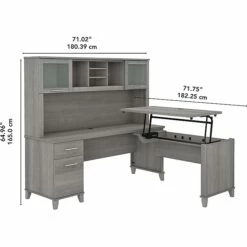 Bush Furniture Somerset 35"-41" Adjustable Desk With Hutch, Platinum Gray (SET015PG) 13 Bush Furniture Somerset 35"-41" Adjustable Desk With Hutch, Platinum Gray (SET015PG) -STAPLES Sales sp101294794 sc7
