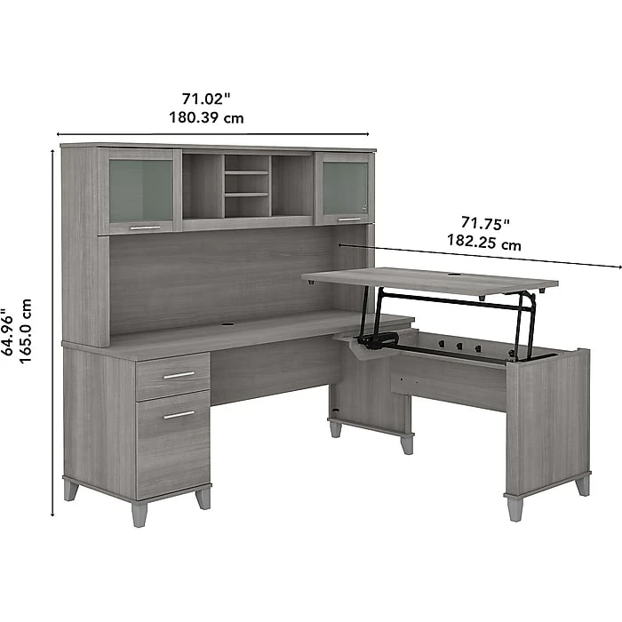 Bush Furniture Somerset 35"-41" Adjustable Desk With Hutch, Platinum Gray (SET015PG) 8 Bush Furniture Somerset 35"-41" Adjustable Desk With Hutch, Platinum Gray (SET015PG) - Image 6