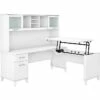 Bush Furniture Somerset 35"-41" Adjustable Desk With Hutch, White (SET015WH)