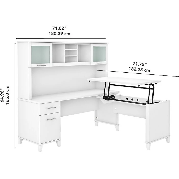 Bush Furniture Somerset 35"-41" Adjustable Desk With Hutch, White (SET015WH) 8 Bush Furniture Somerset 35"-41" Adjustable Desk With Hutch, White (SET015WH) - Image 6