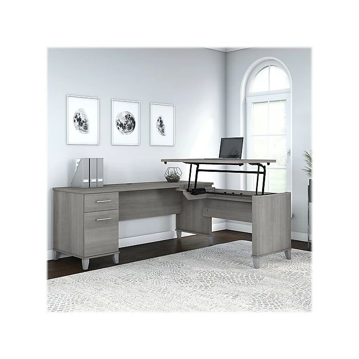 Bush Furniture Somerset 35"-41" Adjustable Desk, Platinum Gray (SET014PG) 4 Bush Furniture Somerset 35"-41" Adjustable Desk, Platinum Gray (SET014PG) - Image 2