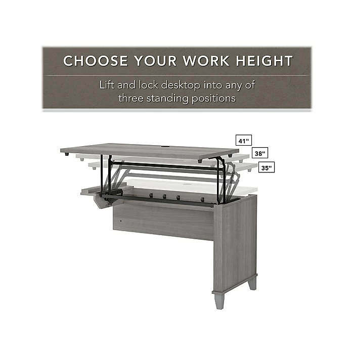 Bush Furniture Somerset 35"-41" Adjustable Desk, Platinum Gray (SET014PG) 5 Bush Furniture Somerset 35"-41" Adjustable Desk, Platinum Gray (SET014PG) - Image 3