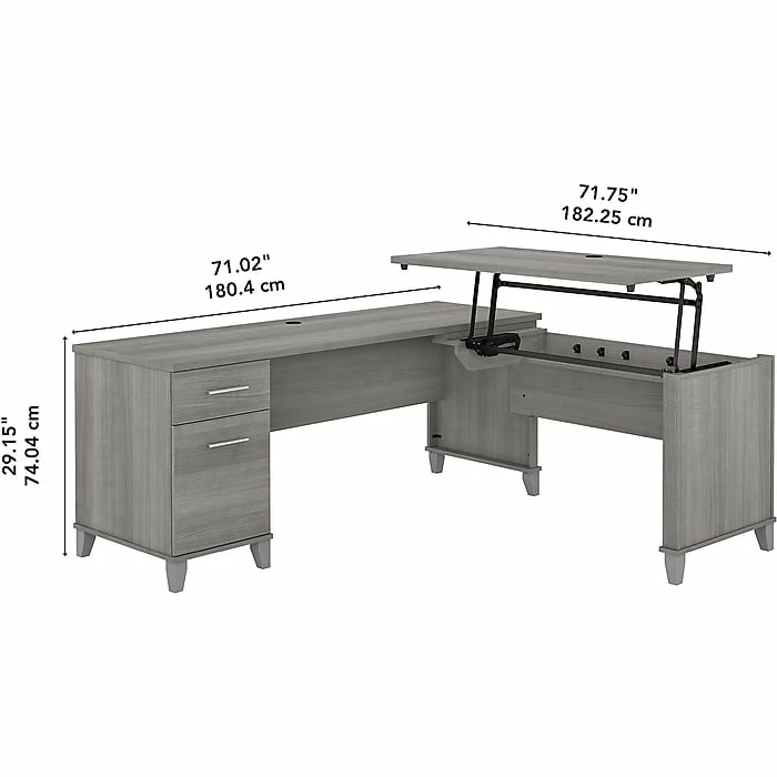Bush Furniture Somerset 35"-41" Adjustable Desk, Platinum Gray (SET014PG) 8 Bush Furniture Somerset 35"-41" Adjustable Desk, Platinum Gray (SET014PG) - Image 6