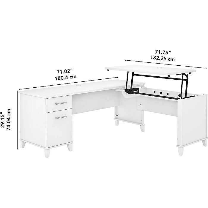 Bush Furniture Somerset 35"-41" Adjustable Desk, White (SET014WH) 8 Bush Furniture Somerset 35"-41" Adjustable Desk, White (SET014WH) - Image 6