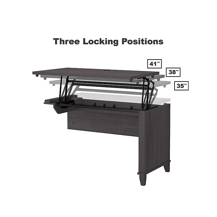 Bush Furniture Somerset 72W 3 Position Sit To Stand L Shaped Desk With Hutch And File Cabinet, Storm Gray (SET016SG) 5 Bush Furniture Somerset 72W 3 Position Sit To Stand L Shaped Desk With Hutch And File Cabinet, Storm Gray (SET016SG) - Image 3
